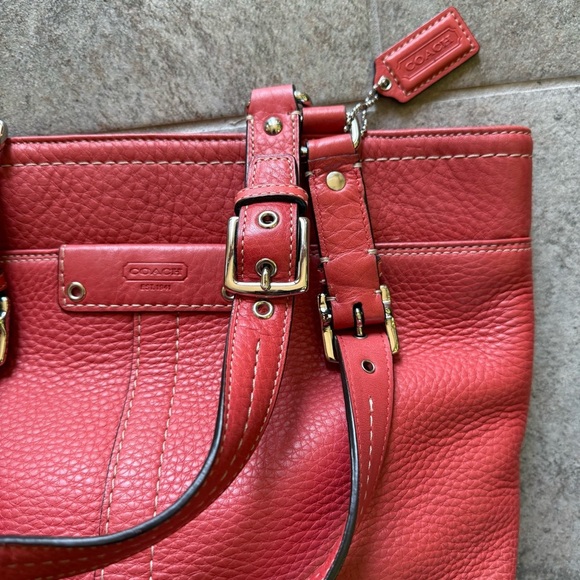 Coach Hamilton F13089 Red Pebbled Leather Y2K Tote • Women’s Shoulder Bag - Picture 4 of 12